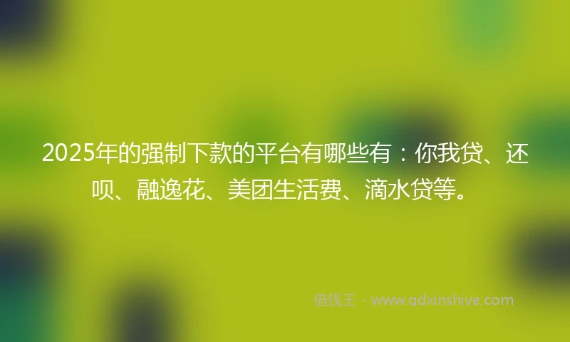2025年的强制下款的平台有哪些有：你我贷、还呗、融逸花、美团生活费、滴水贷等。