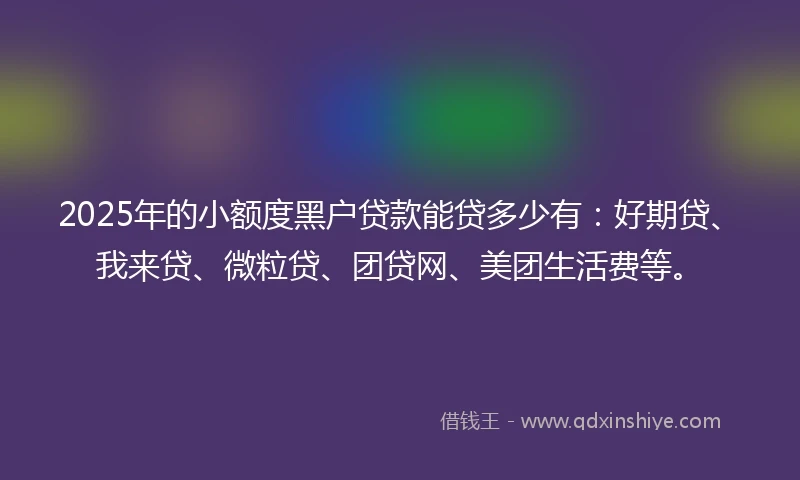2025年的小额度黑户贷款能贷多少有：好期贷、我来贷、微粒贷、团贷网、美团生活费等。