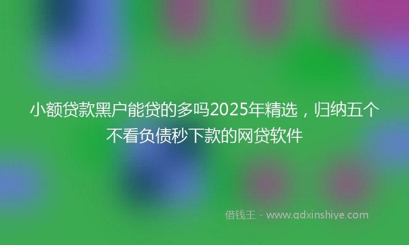 小额贷款黑户能贷的多吗2025年精选，归纳五个不看负债秒下款的网贷软件