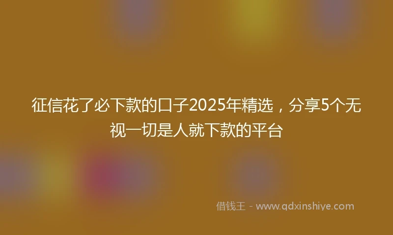 征信花了必下款的口子2025年精选，分享5个无视一切是人就下款的平台