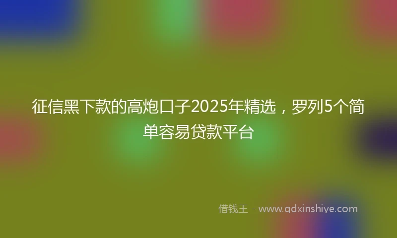 征信黑下款的高炮口子2025年精选，罗列5个简单容易贷款平台