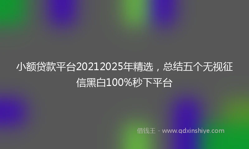 小额贷款平台20212025年精选，总结五个无视征信黑白100%秒下平台