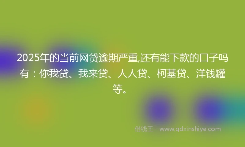 2025年的当前网贷逾期严重,还有能下款的口子吗有：你我贷、我来贷、人人贷、柯基贷、洋钱罐等。