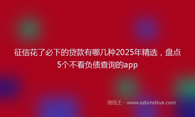 征信花了必下的贷款有哪几种2025年精选，盘点5个不看负债查询的app