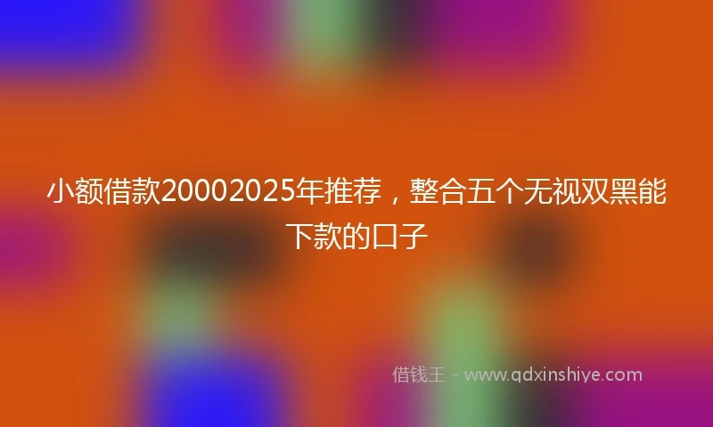 小额借款20002025年推荐，整合五个无视双黑能下款的口子