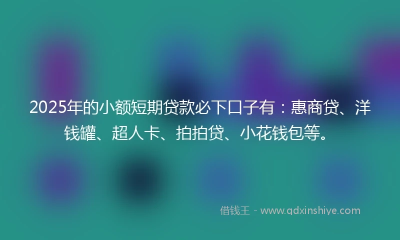 2025年的小额短期贷款必下口子有：惠商贷、洋钱罐、超人卡、拍拍贷、小花钱包等。