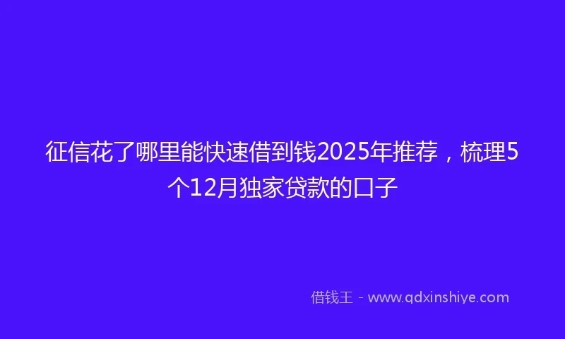 征信花了哪里能快速借到钱2025年推荐，梳理5个12月独家贷款的口子