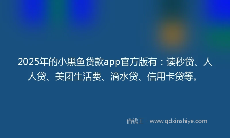 2025年的小黑鱼贷款app官方版有：读秒贷、人人贷、美团生活费、滴水贷、信用卡贷等。