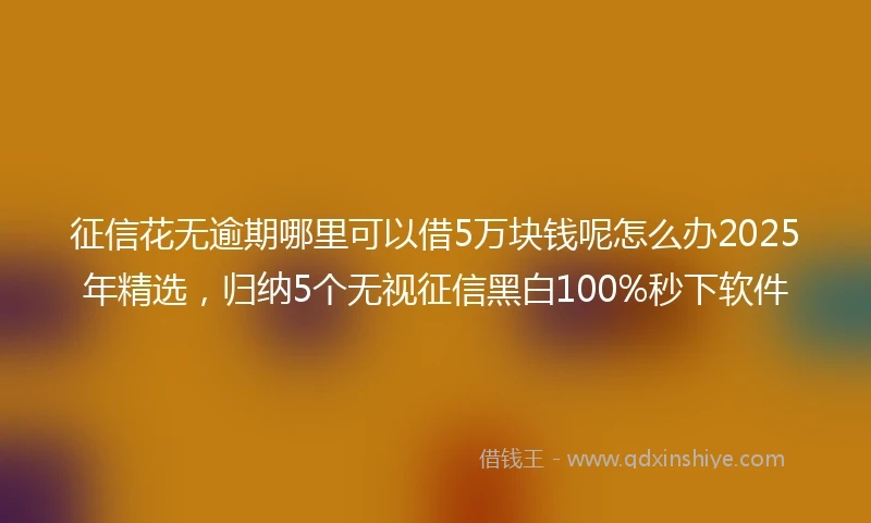征信花无逾期哪里可以借5万块钱呢怎么办2025年精选，归纳5个无视征信黑白100%秒下软件