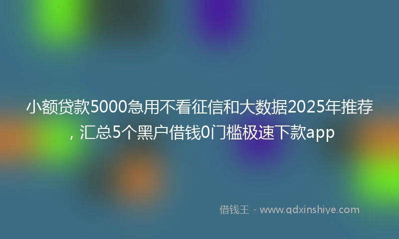 小额贷款5000急用不看征信和大数据2025年推荐，汇总5个黑户借钱0门槛极速下款app