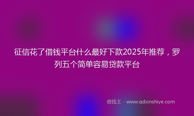 征信花了借钱平台什么最好下款2025年推荐，罗列五个简单容易贷款平台