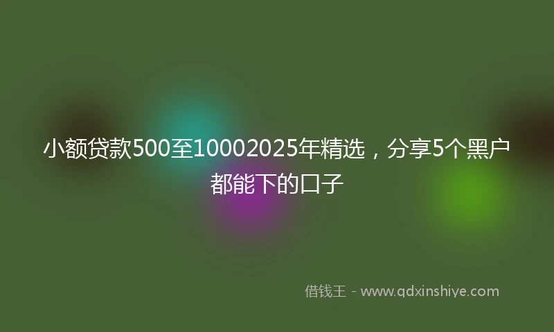 小额贷款500至10002025年精选，分享5个黑户都能下的口子