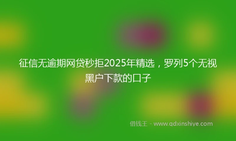 征信无逾期网贷秒拒2025年精选，罗列5个无视黑户下款的口子