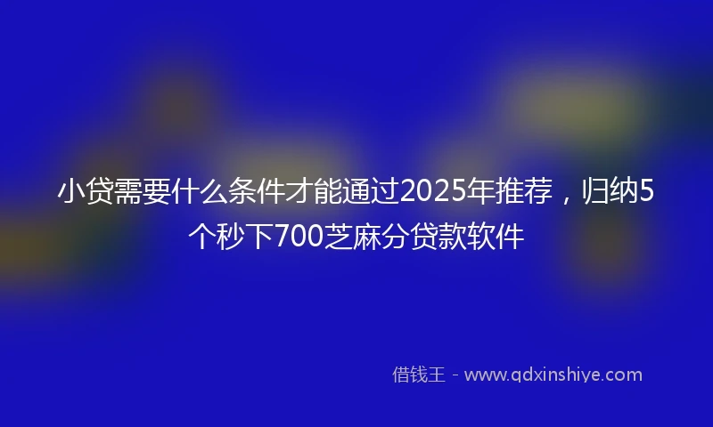 小贷需要什么条件才能通过2025年推荐，归纳5个秒下700芝麻分贷款软件