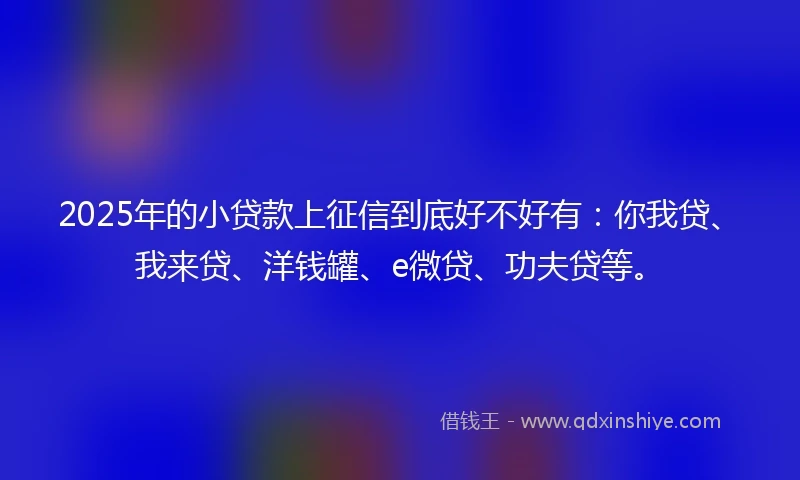 2025年的小贷款上征信到底好不好有：你我贷、我来贷、洋钱罐、e微贷、功夫贷等。