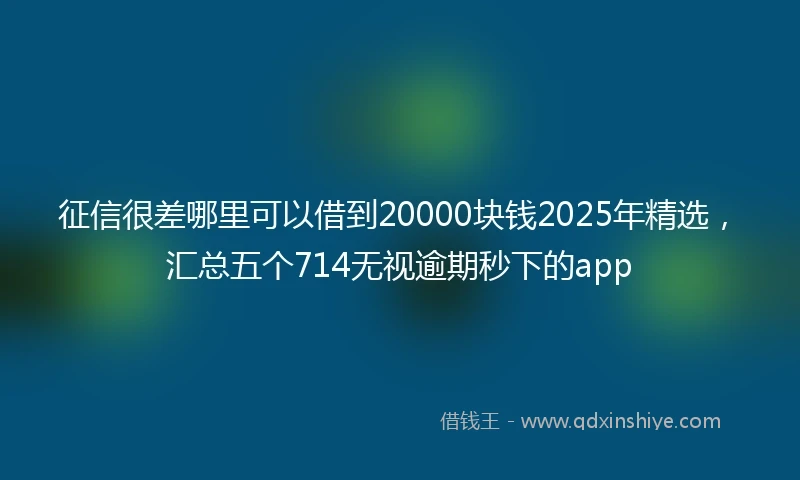 征信很差哪里可以借到20000块钱2025年精选，汇总五个714无视逾期秒下的app