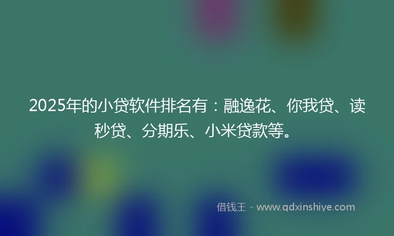 2025年的小贷软件排名有：融逸花、你我贷、读秒贷、分期乐、小米贷款等。