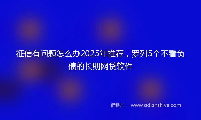征信有问题怎么办2025年推荐,罗列5个不看负债的长期网贷软件