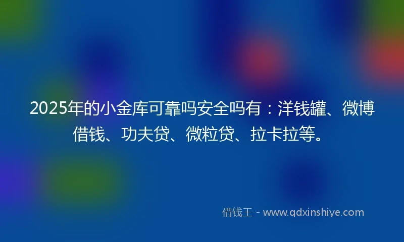 2025年的小金库可靠吗安全吗有：洋钱罐、微博借钱、功夫贷、微粒贷、拉卡拉等。