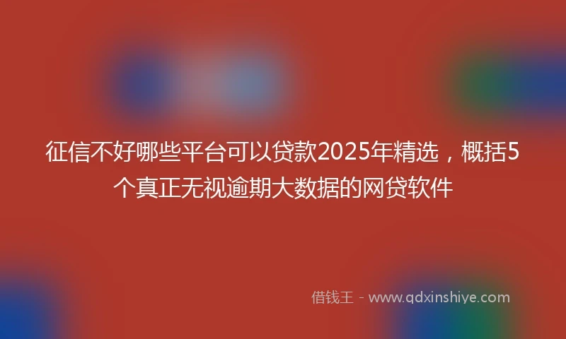 征信不好哪些平台可以贷款2025年精选,概括5个真正无视逾期大数据的网贷软件