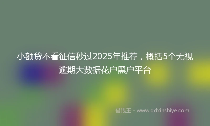 小额贷不看征信秒过2025年推荐，概括5个无视逾期大数据花户黑户平台