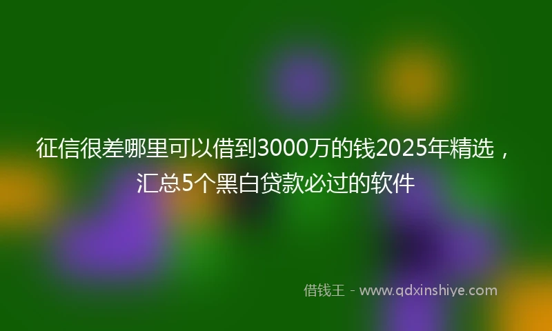 征信很差哪里可以借到3000万的钱2025年精选,汇总5个黑白贷款必过的软件