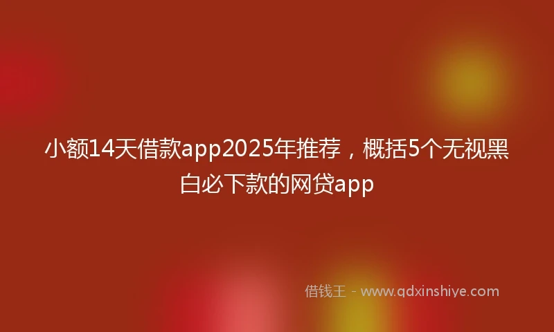 小额14天借款app2025年推荐，概括5个无视黑白必下款的网贷app