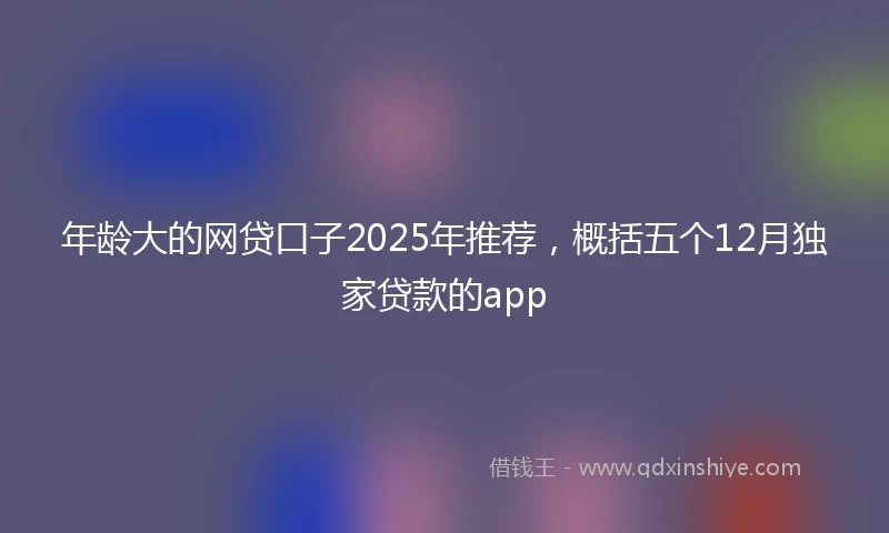 年龄大的网贷口子2025年推荐，概括五个12月独家贷款的app
