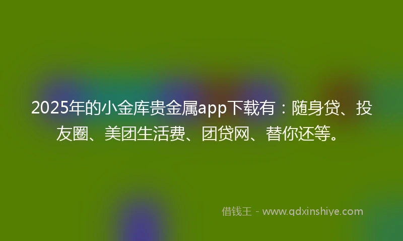 2025年的小金库贵金属app下载有：随身贷、投友圈、美团生活费、团贷网、替你还等。