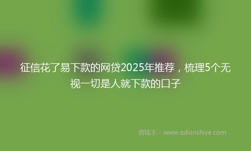 征信花了易下款的网贷2025年推荐，梳理5个无视一切是人就下款的口子