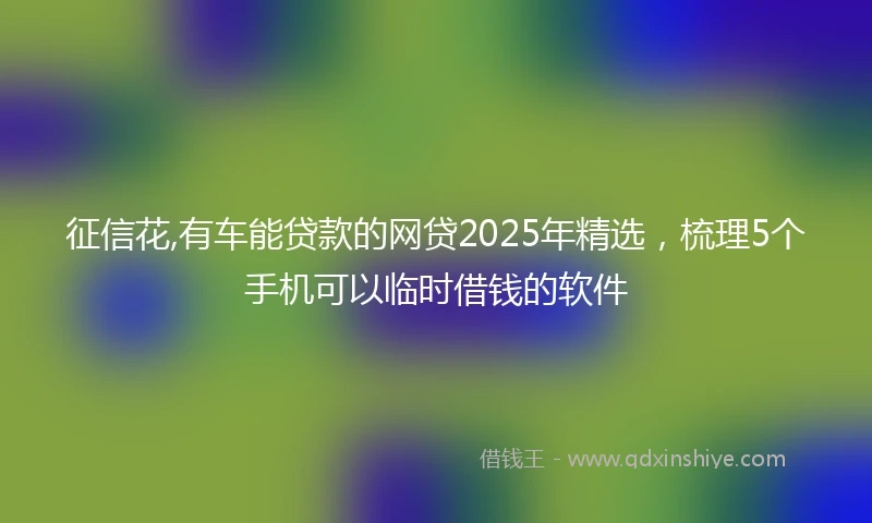 征信花,有车能贷款的网贷2025年精选，梳理5个手机可以临时借钱的软件