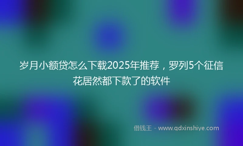 岁月小额贷怎么下载2025年推荐,罗列5个征信花居然都下款了的软件