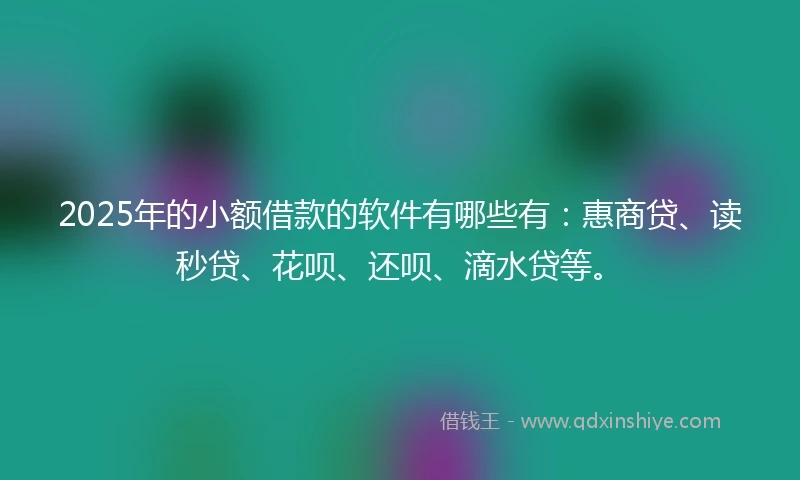 2025年的小额借款的软件有哪些有：惠商贷、读秒贷、花呗、还呗、滴水贷等。