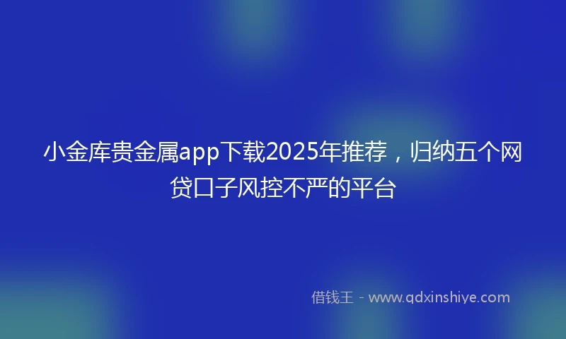 小金库贵金属app下载2025年推荐，归纳五个网贷口子风控不严的平台