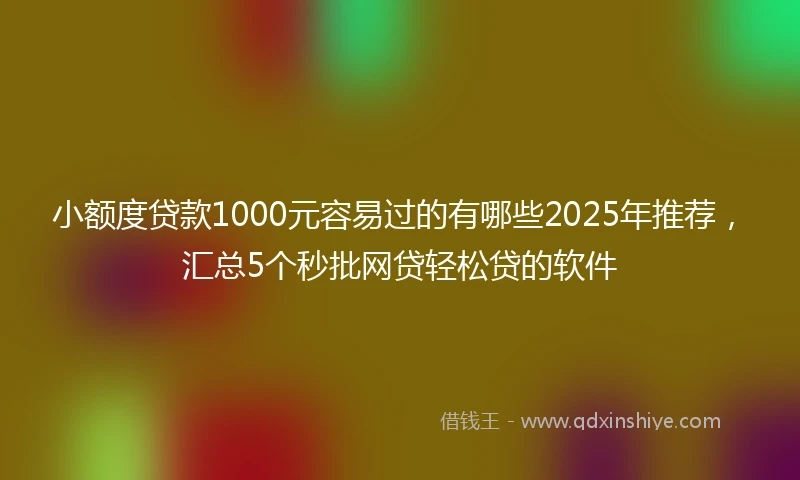 小额度贷款1000元容易过的有哪些2025年推荐，汇总5个秒批网贷轻松贷的软件