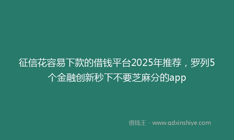 征信花容易下款的借钱平台2025年推荐，罗列5个金融创新秒下不要芝麻分的app