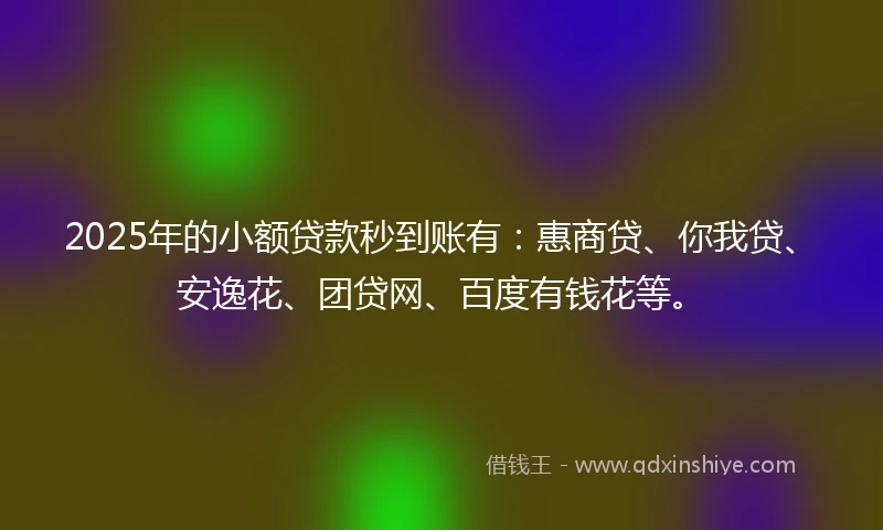 2025年的小额贷款秒到账有：惠商贷、你我贷、安逸花、团贷网、百度有钱花等。