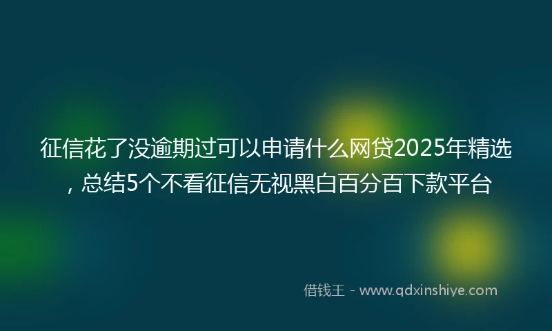 征信花了没逾期过可以申请什么网贷2025年精选，总结5个不看征信无视黑白百分百下款平台