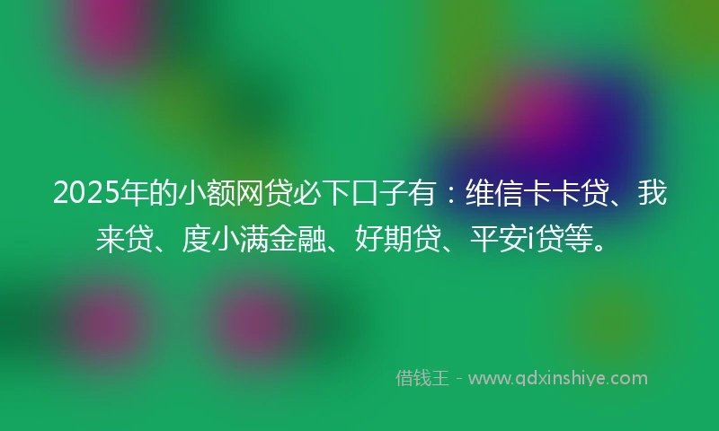 2025年的小额网贷必下口子有：维信卡卡贷、我来贷、度小满金融、好期贷、平安i贷等。