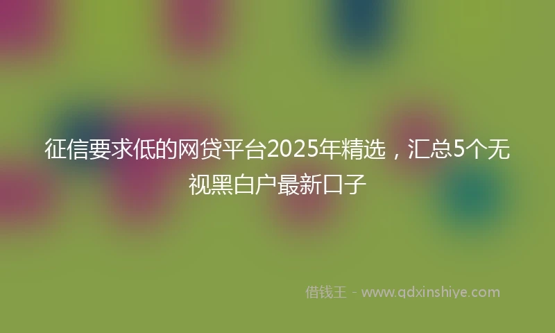 征信要求低的网贷平台2025年精选，汇总5个无视黑白户最新口子