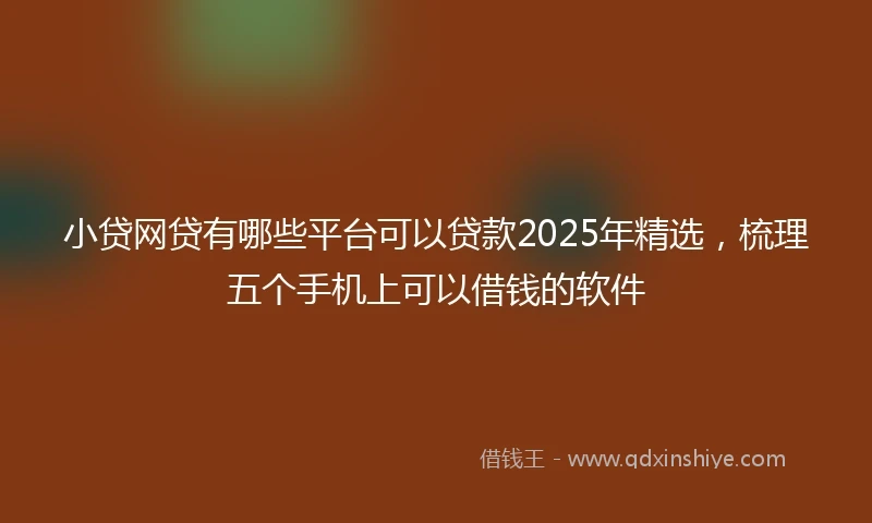 小贷网贷有哪些平台可以贷款2025年精选，梳理五个手机上可以借钱的软件