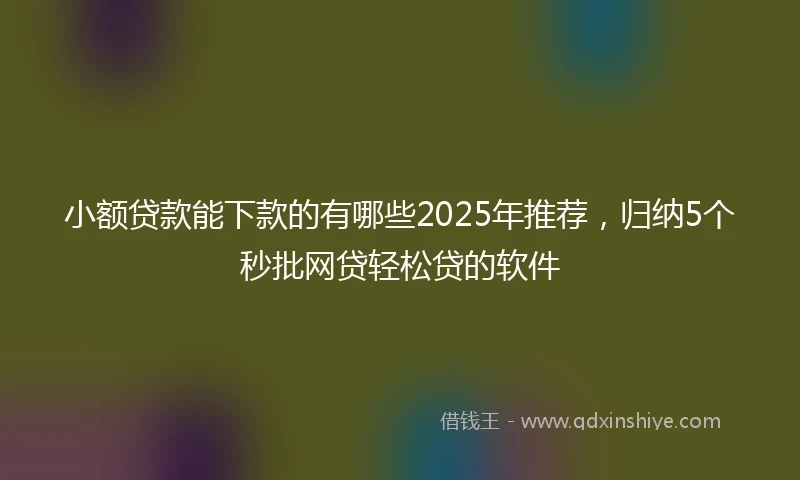 小额贷款能下款的有哪些2025年推荐，归纳5个秒批网贷轻松贷的软件