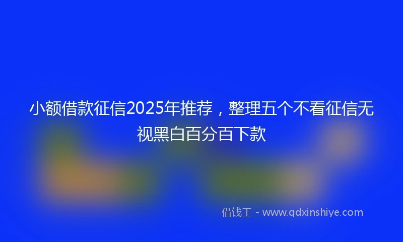 小额借款征信2025年推荐，整理五个不看征信无视黑白百分百下款