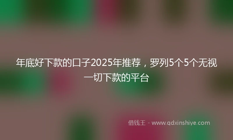 年底好下款的口子2025年推荐，罗列5个5个无视一切下款的平台