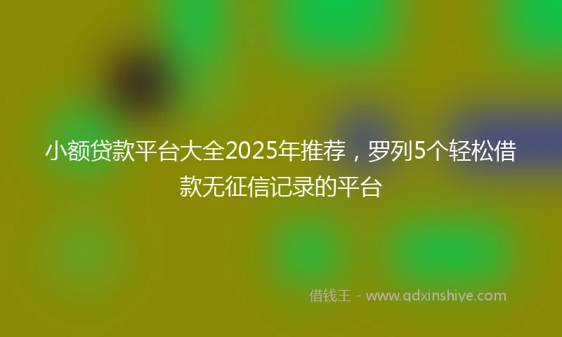 小额贷款平台大全2025年推荐，罗列5个轻松借款无征信记录的平台
