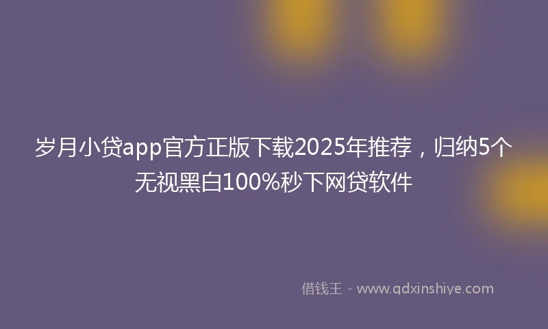 岁月小贷app官方正版下载2025年推荐，归纳5个无视黑白100%秒下网贷软件