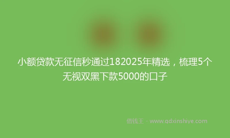 小额贷款无征信秒通过182025年精选，梳理5个无视双黑下款5000的口子