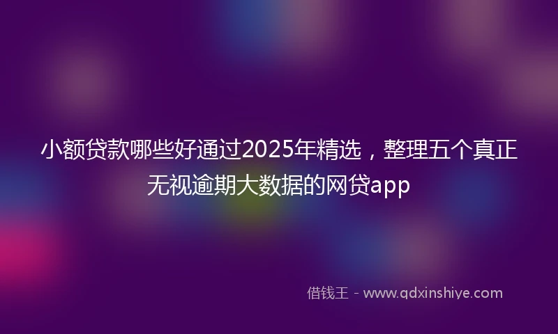 小额贷款哪些好通过2025年精选，整理五个真正无视逾期大数据的网贷app
