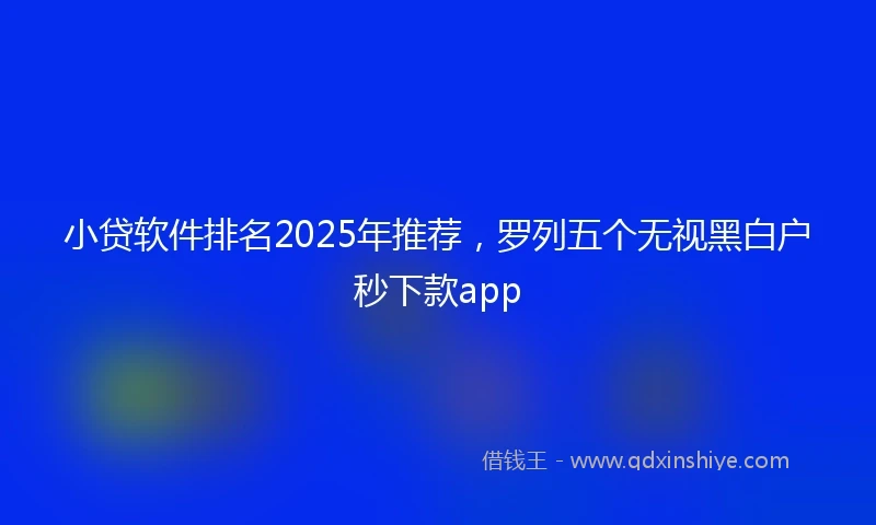 小贷软件排名2025年推荐，罗列五个无视黑白户秒下款app