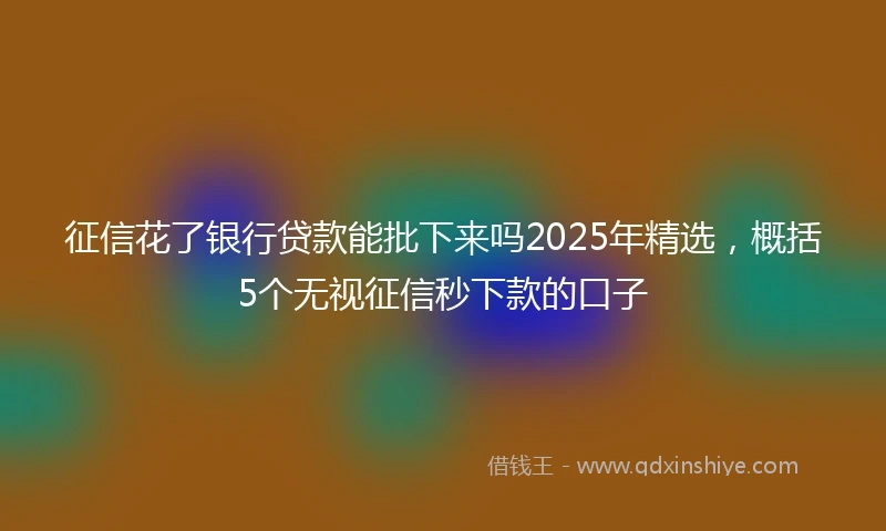 征信花了银行贷款能批下来吗2025年精选,概括5个无视征信秒下款的口子